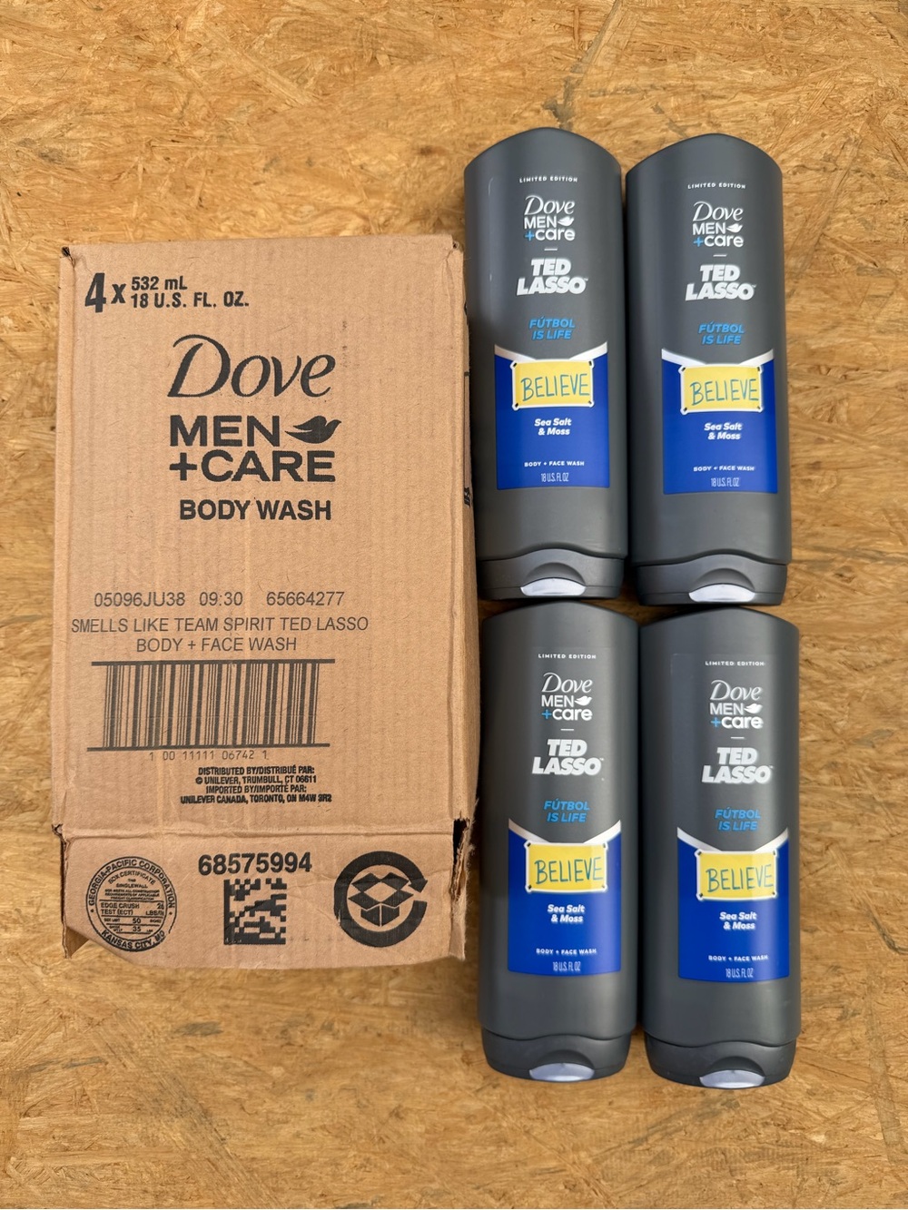 Dove Ted Lasso Believe Sea Salt & Moss Body + Face Wash - Gray